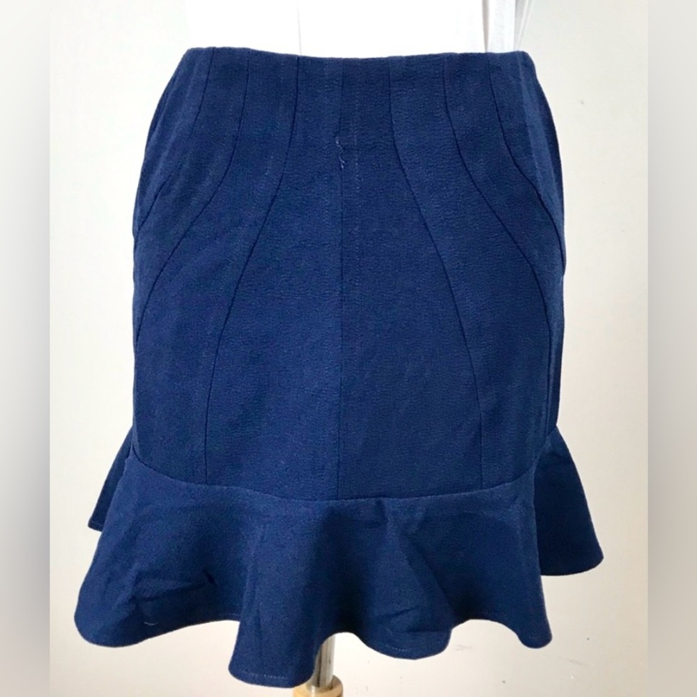 New Sugarlips Anthropologie Navy Blue Ruffle Mini Skirt Spring XS S M Super Cute